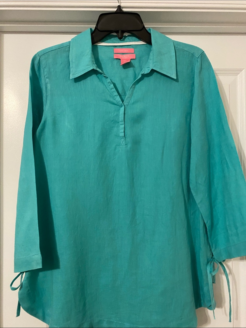 Isaac Mizrahi Women's 100% Linen Mint Green Tunic Top -